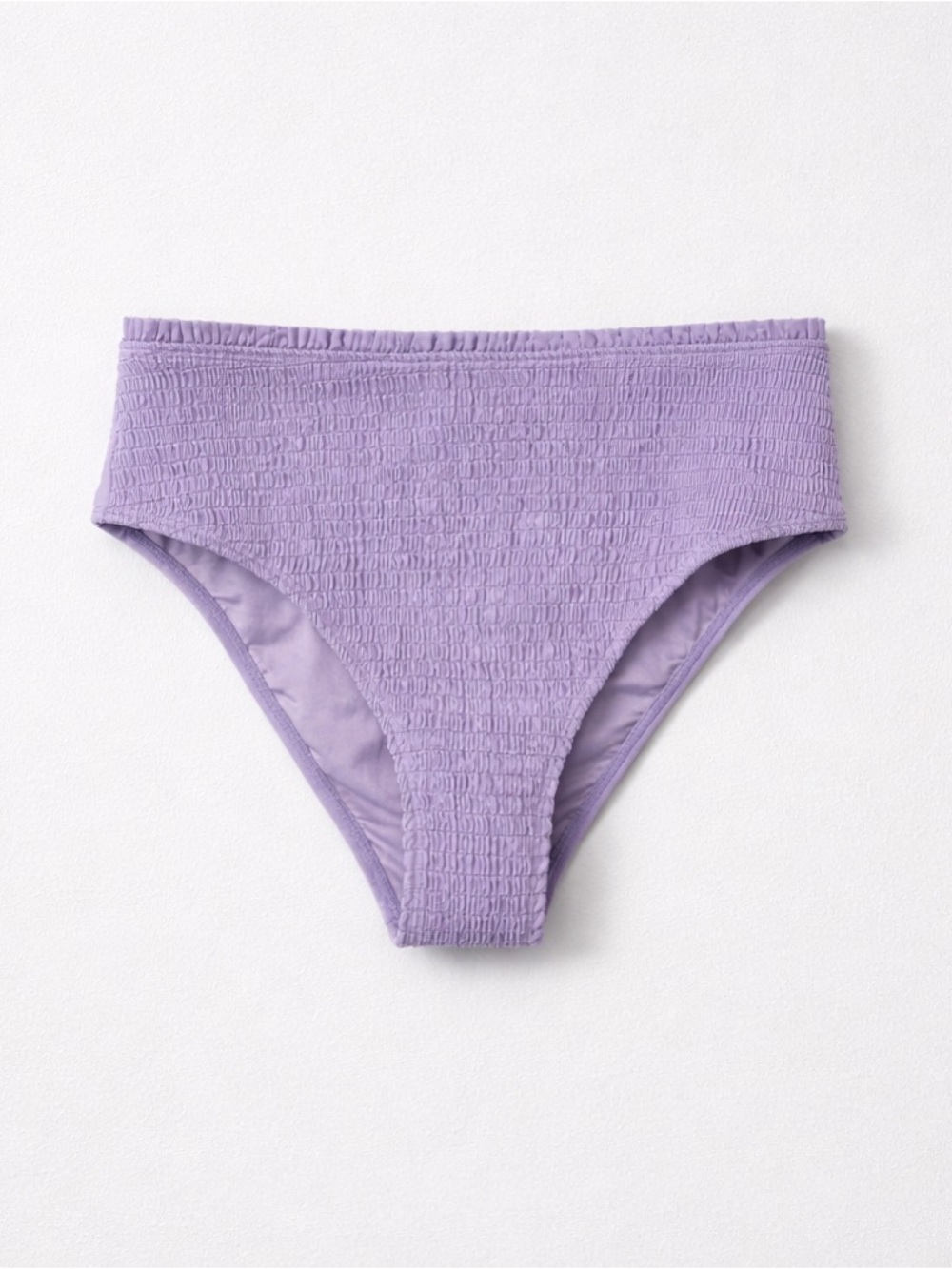 Lavender Smocked High Rise Bikini Bottoms | Soft Stretch Swimwear